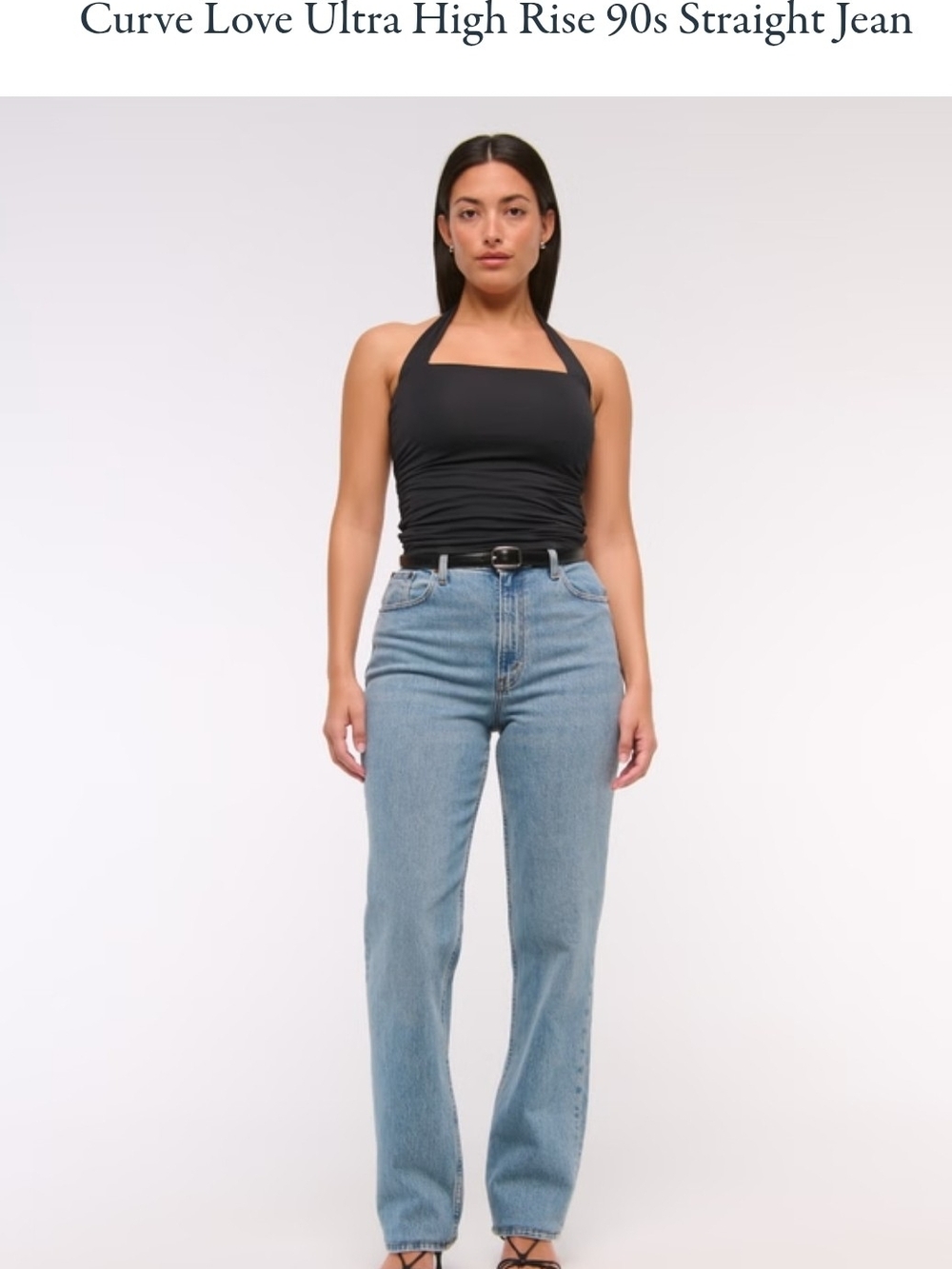 Abercrombie & Fitch Light Blue Ultra High Rise The 90's STRAIGHT Jeans Med Blue